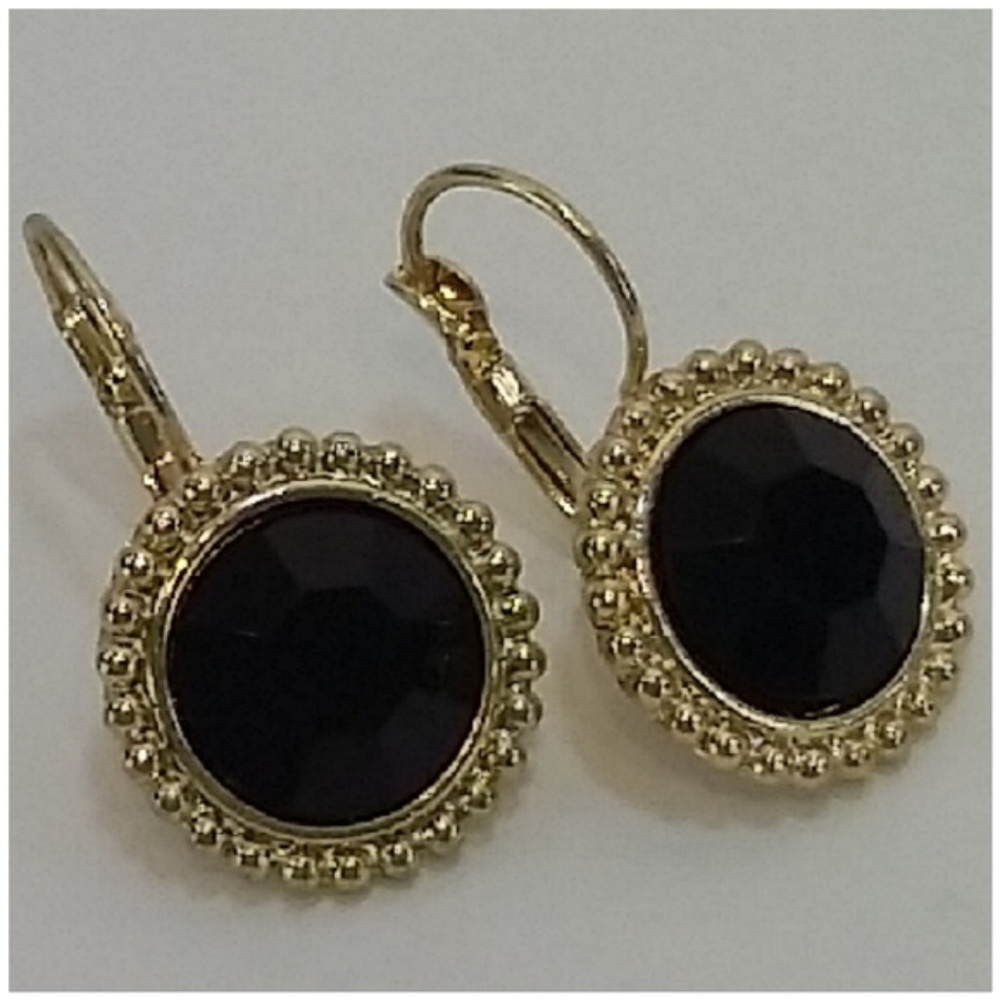 Leaverback Colored Crystal Earrings - Picture 2 of 8